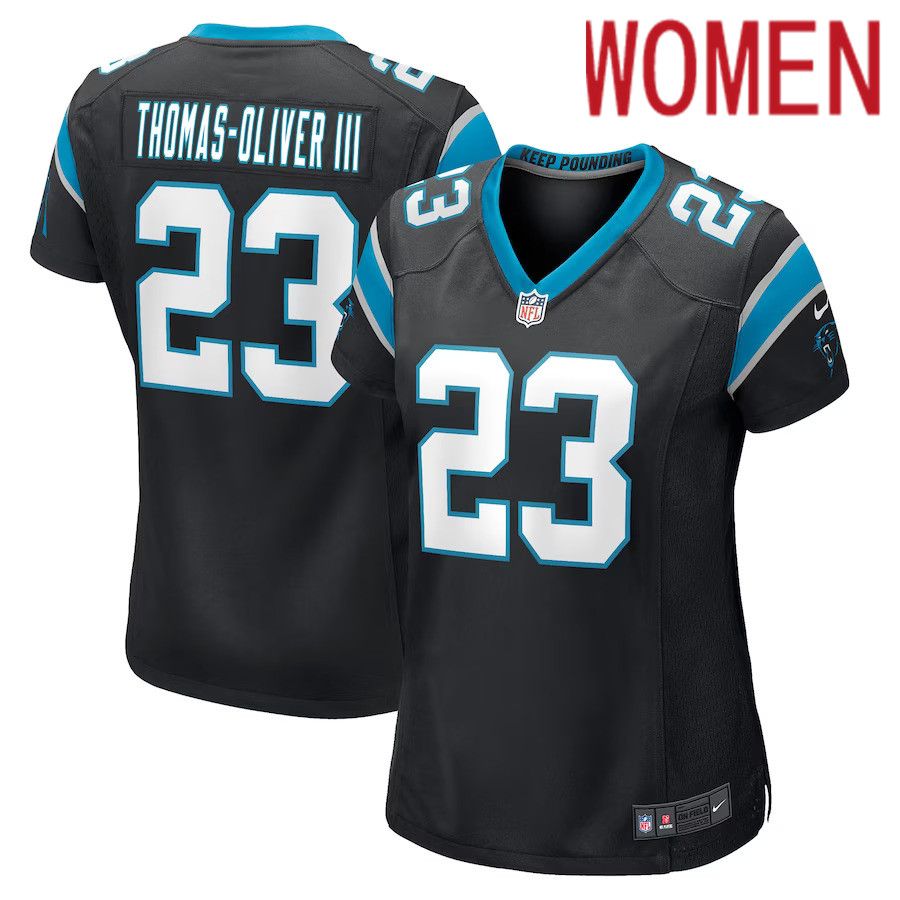 Women Carolina Panthers #23 Stantley Thomas-Oliver III Nike Black Game Player NFL Jersey